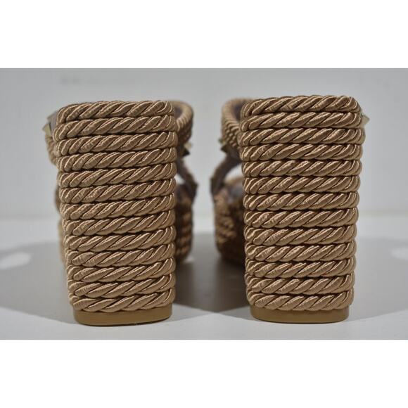 Valentino Rockstud Torchon Poudre Nude Cord Rope Wedge Backless Slide Sandal 41 - Picture 11 of 12